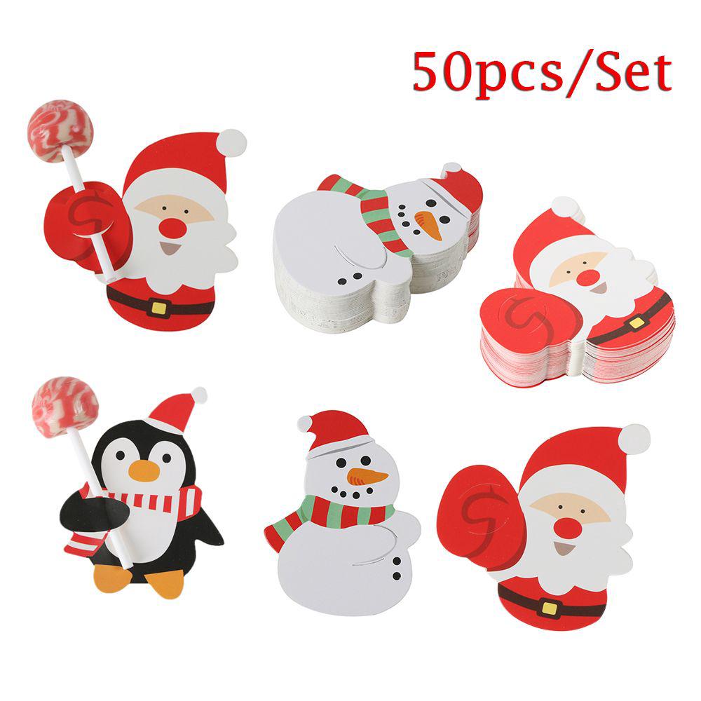 

50 Pcs/lot Cute Invitations Snowman Penguin Paper Cards Gift Package Decor Christmas Lollipop