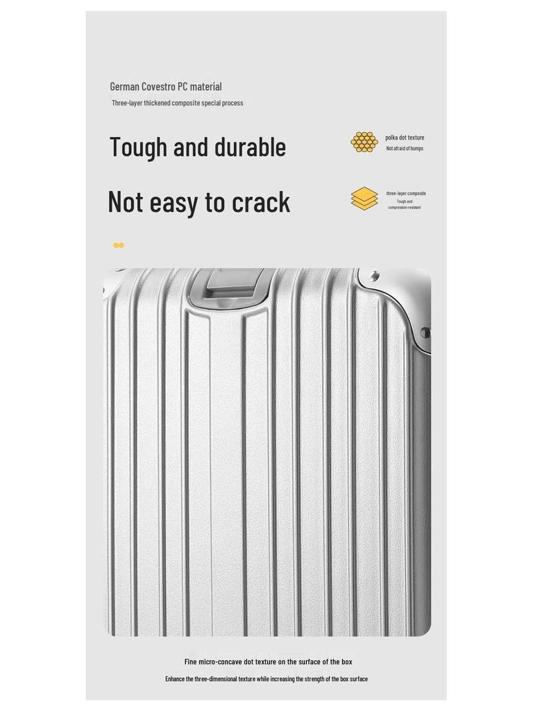 20-Inch Unisex Carry-On Suitcase with Aluminum-Magnesium Alloy, Combination Lock & Universal Wheels