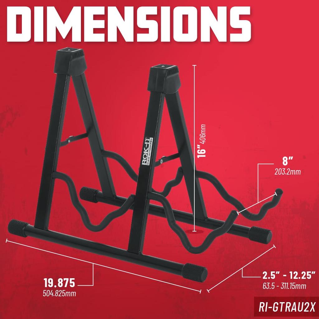 GATOR Frameworks Folding Guitar ROK-IT RI-GTRAU2X Two-Piece Stand, A-Type
