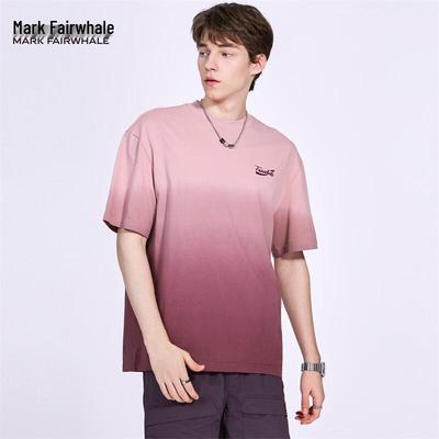 Men's Dip-Dyed Gradient Embroidered Cotton T-Shirt