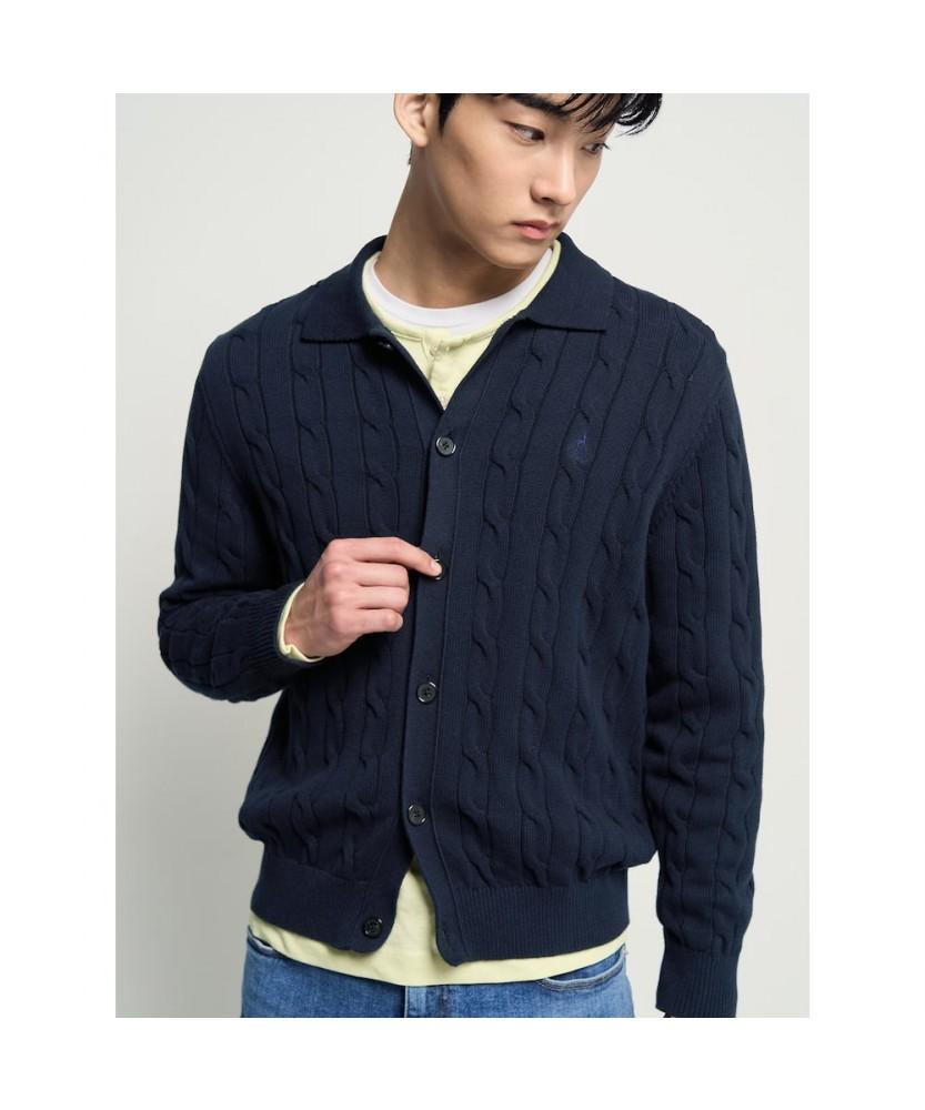 Beanpole Men Cable Collar Neck Cardigan Navy