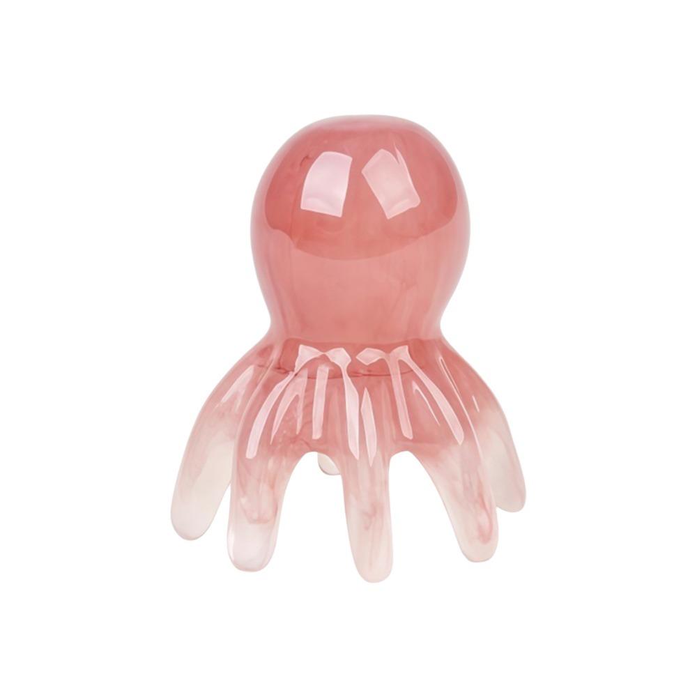 8 Tooth Octopus Massage Comb Resin Anti-Hair Loss Scalp Massager Tool Head Meridian Scraping Head Massager Hair Care Acupressure розовый