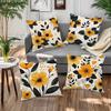 Modern Yellow Black Floral Pillow Covers, Minimalist Flower Art Throw Pillow Cases, Contemporary Home Decor Cushion Covers