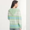 FAPAI Women's 100% Wool Striped Zip-Up Hoodie Cardigan