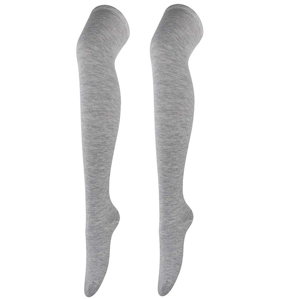 Sexy Dünne Lange Socken Damen Einfache Überknie Oberschenkelhohe Strümpfe Über dem Knie Strümpfe Für Weibliche Damen Mädchen Warme Kniesocken 35-39 gray
