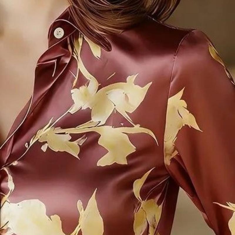 Satinbluse mit Blumenprint, perfekt für den Alltag und Geschäftsbesprechungen