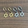 Unisex 18K Gold-Plated Stainless Steel Hexagram Dangle Coil Earrings