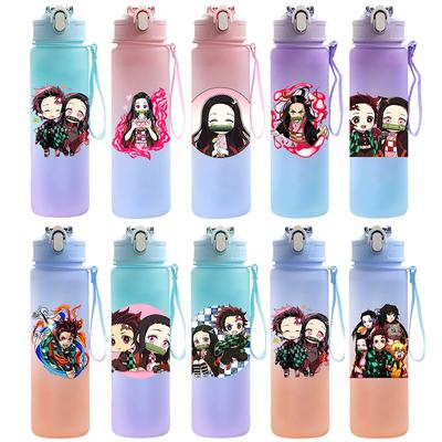 Bouteille d'eau de 750 ml avec dessin animé Demon Slayer, grande capacité, tasse à boire, portable, pour sports de plein air, cadeau pour enfants