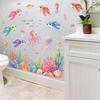 Watercolor Underwater World Turtle Coral Living Room Bathroom Toilet Home Decoration Wall Stickers