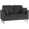 2 Seater Sofa, 140 Cm Loveseat Sofa with Spring Cushions, Metal Legs, 2 Pillows, Dark Grey