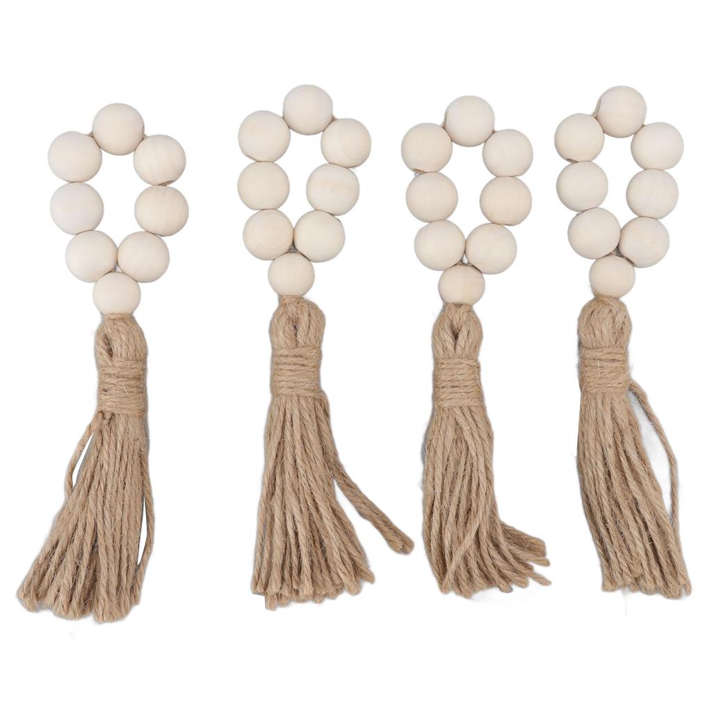 Napkin Ring Decorative Elegant Wood Beads Table Napkin Holder with Tassels for Party Wedding Home