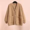Imitation mink velvet knitted cardigan women's new Korean version autumn and winter versatile loose thickened medium and long outer sweater jacket