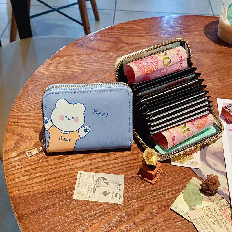 Sac à cartes PU fermeture éclair porte-cartes dessin animé sacs à certificats porte-cartes portefeuille femmes