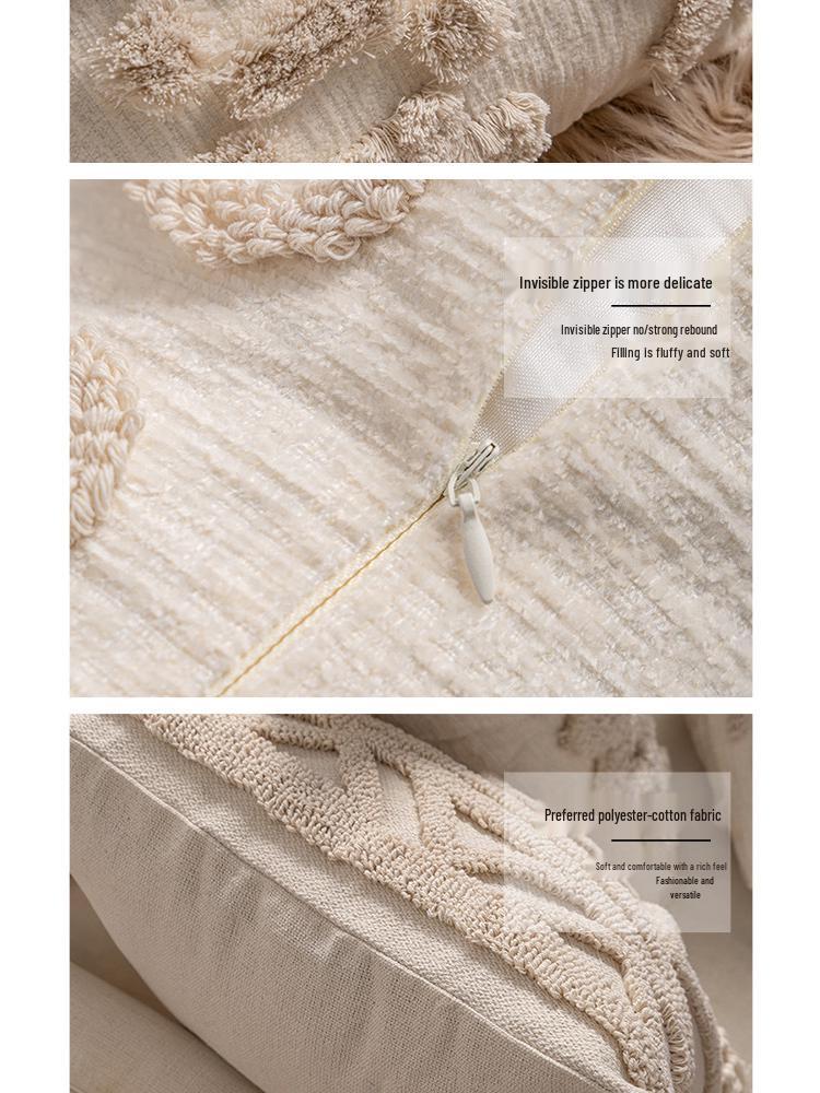 Luxury Minimalist Knitted Tassel Cushion Cover for Home & Hotel