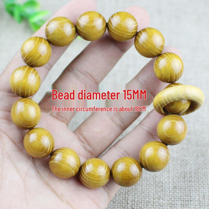 Zhemu 2.0 Gelbes Sandelholz Buddhistisches Perlenarmband (108 Perlen) für Männer und Frauen