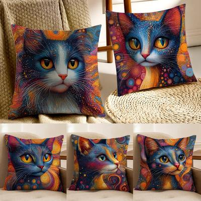 Drucke von seltsamen Katzen Kissenbezug Kissenhülle Milbenschutz Wohnzimmer Sofa Dekor Kissen Zimmer
