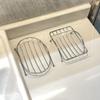 Modern Style Stainless Steel Soap Dish Bathroom Sink Organizer | Hollow Drain Soap Holder Anti-Water Storage Rack for Countertop