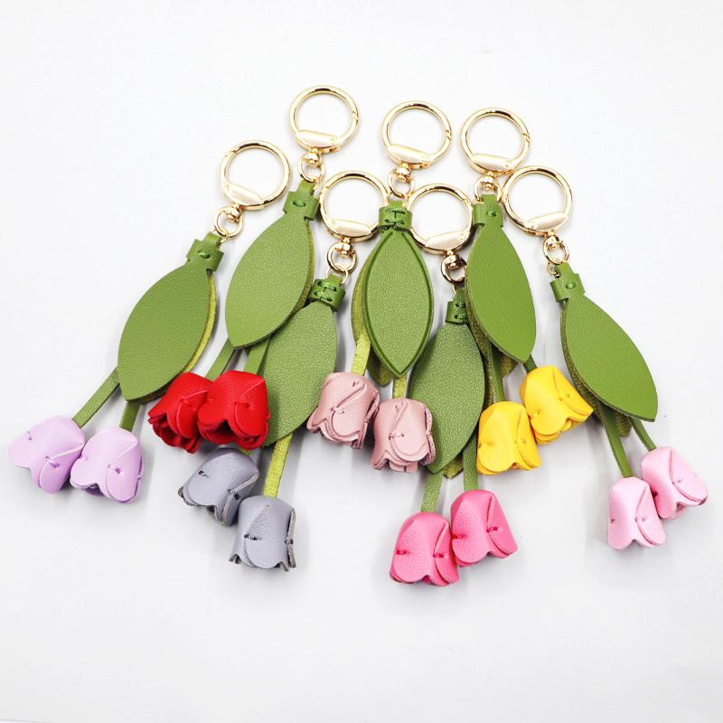 1PC Bag Pendants Fashion Floral Shape Clothing Accessories Keychains Bag Charms Tulip Shape High-End Multicolor