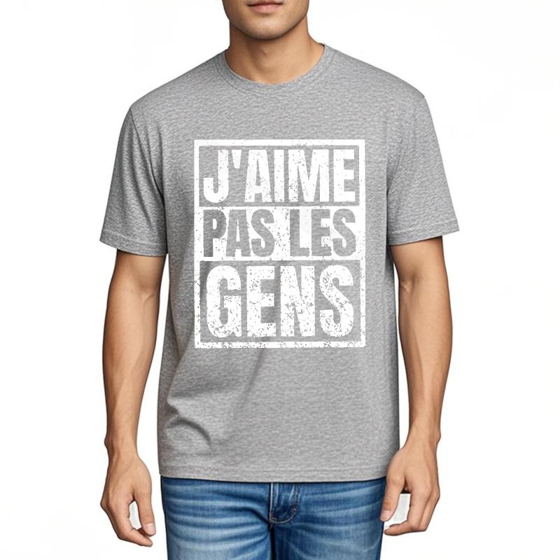 Summer top Quick-dry Lightweight Tee I don't like people Black Oversized Tshirt Classic Round Neck Tee Casual