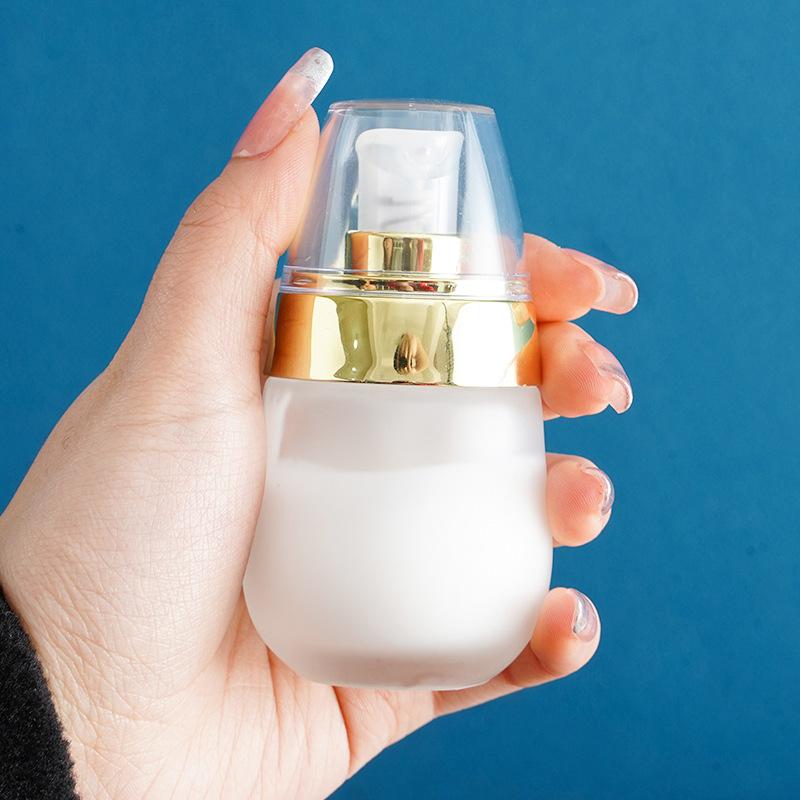 30ml Vacuum Frosted Glass Bottle Empty Refillable Container Makeup Cosmetic Face Cream Lotion Jar Ointments Pump Travel Bottle