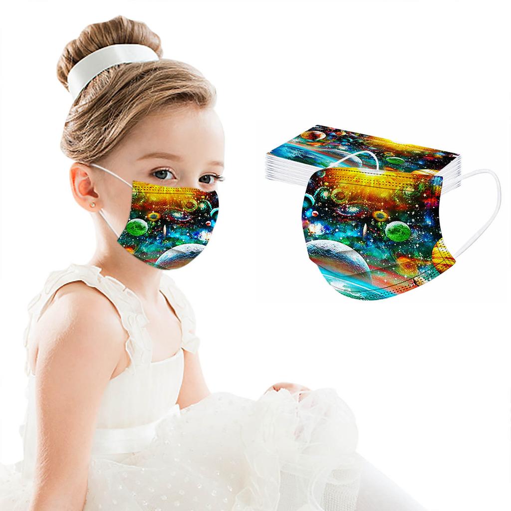 100PCS Children Three-Layer Protective Dust-Proof Cartoon Print Disposable Mask