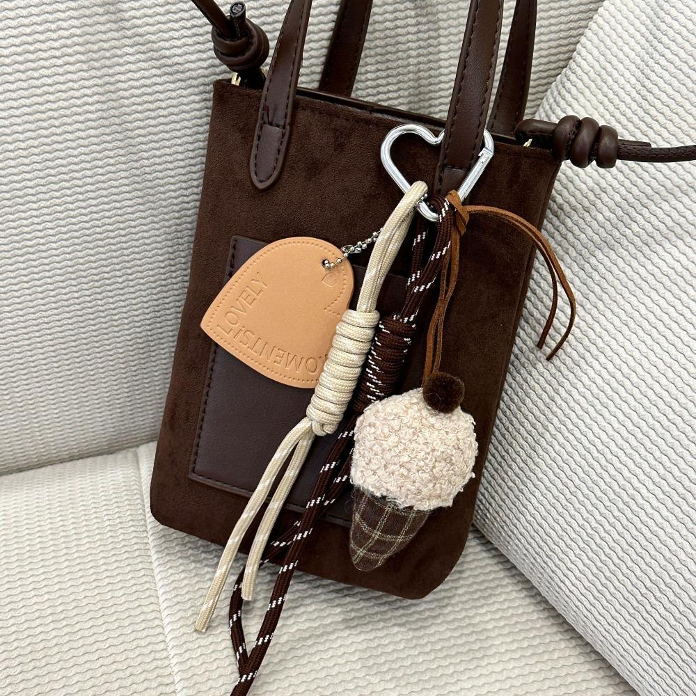 Cartoon Bear Bag Pendant Plush Woven Rope Phone Key Ring DIY Car Key Chain
