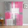 Oil Painting Abstract Texture Pink Bedroom Transparent Sheer Curtains Holiday Decoration Window Voile Tulle Curtain