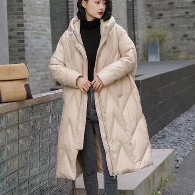 Manteau Long Ample pour Femmes Veste en Duvet de Canard Blanc Manteau d'Hiver pour Femmes Parkas d'Hiver à Capuche en Plumes