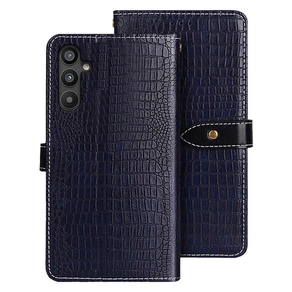 

IDEWEI For Samsung Galaxy A34 5G Phone Flip Leather Wallet Cover Crocodile Texture Stand Anti-fall Phone Case Blue