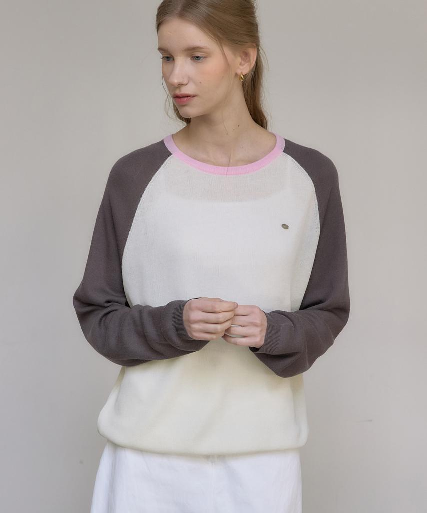 OURHOPE Two-Tone Linen Raglan Knit - Charcoal
