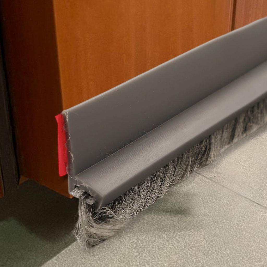 2PCS Door Bottom Sealing Strip With Brush Soundproof Sealing Strip Hardware Windproof Anti-Cold Door Gap Weather Stripping 100CM