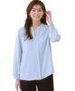 Shirts and Blouses Stretch Powder Satin Skipper Blouse Machine UV Large Sizes Available Ice Blue L (Wrinkle-Resistant, Quick-Drying,