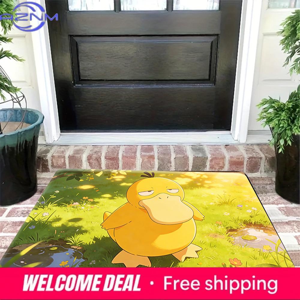 Psyduck Cartoon Print Non-slip Doormat, Soft Absorbent Floor Rug for Home Decor