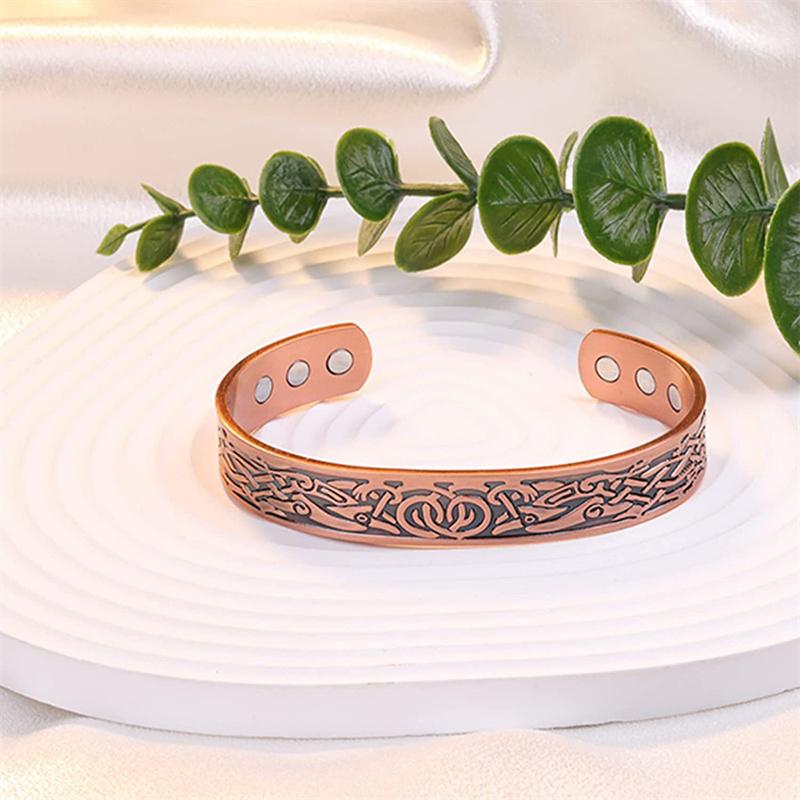 MagEnergy Bracciale Magnetico In Rame Puro Brasiliano Donna, Design Paisley Bianco/Nero, Regolabile 17,5 Cm, 3500 Gauss