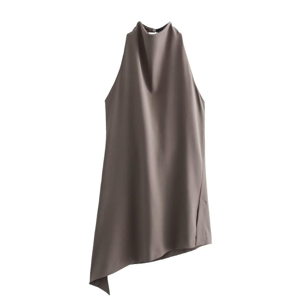 Women's European & American Fashion Asymmetrical Halter Top and Tie-Up Long Pants Set