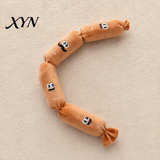 Wear-resistant Pet Chew Toy Dog Squeaky Plush Toy, Long Sausage Shape with BB Sound, Durable Bite Resistant for Small Medium Dogs, Interactive