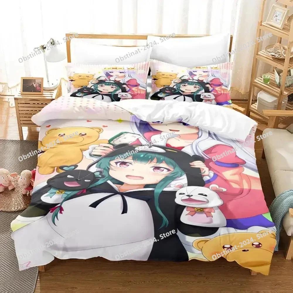New Kawaii Anime Kuma Kuma Kuma Bear Bedding Set Print With Pillowcase Bed Duvet Cover Soft Single Double Queen Super King Size