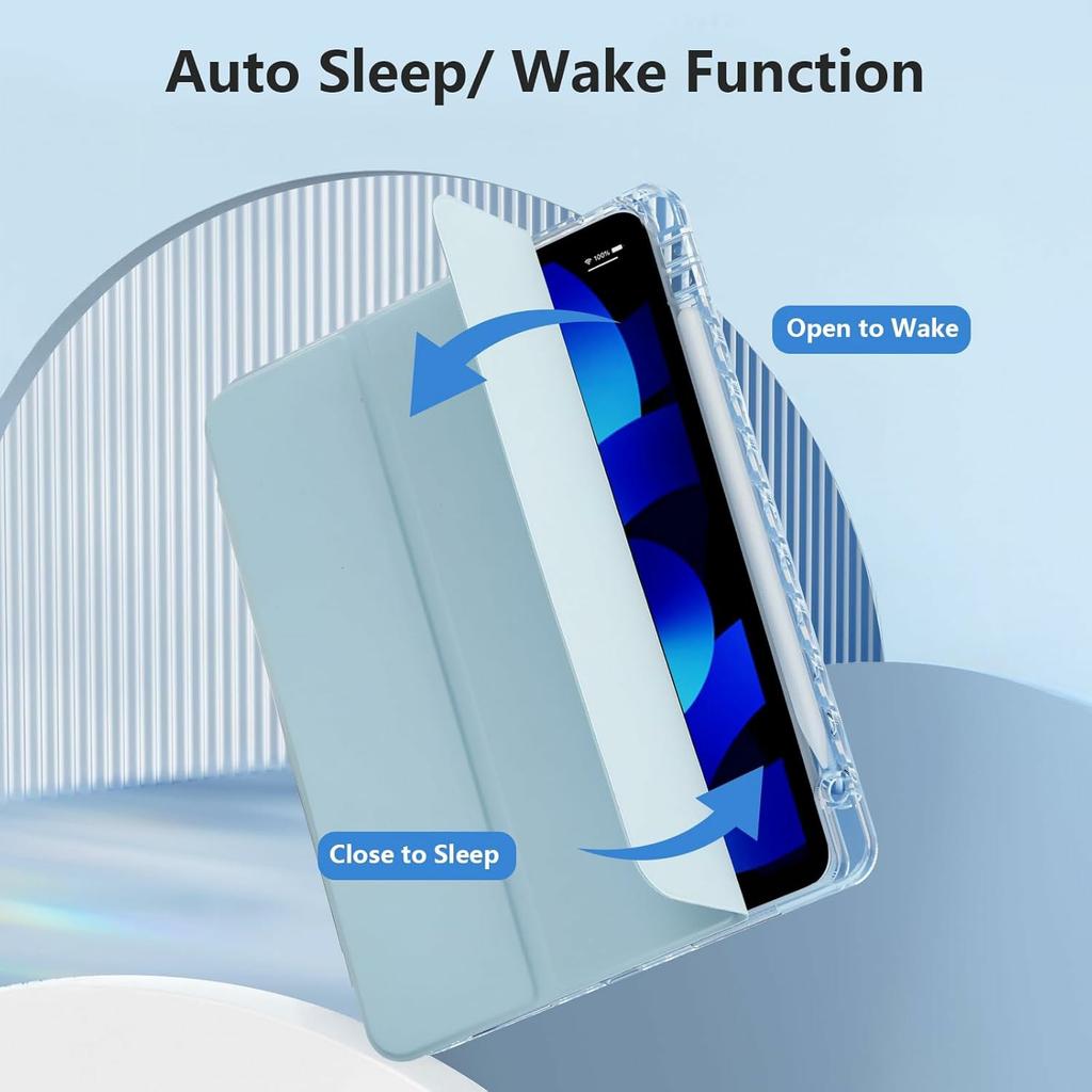 Surfplattefodral med sidofack för penna för iPad Air (2022)/(2020) Flipskydd i akryl+TPU+PU-läder