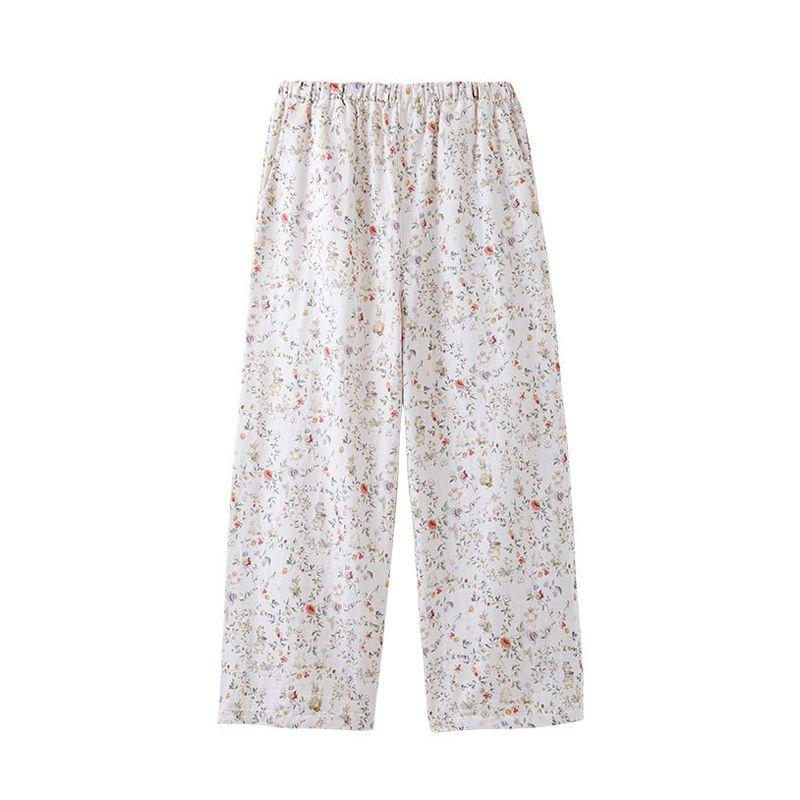 

2025 Summer Girls Lace Edge Home Wear Gauze Mid-Length Slimming Skirts Pastoral Floral Cotton Sling Nightdress Pants [Elf]] M [Recommended 52.50 kg-60.00 kg]]