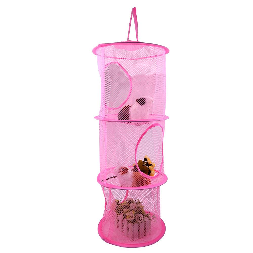 Multilayer Dry Rack Foldable Hanging Mesh Toy Storage Basket Underwear Organiser Cage Yellow