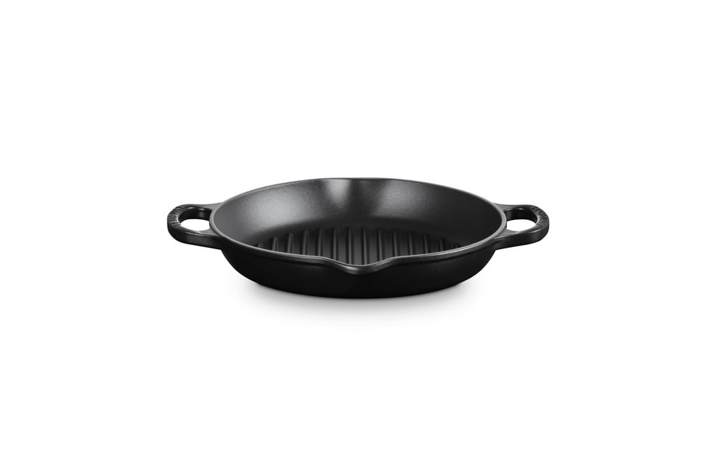 Le Creuset Signature Deep Round Grill Cast Iron Enamel 25 Matte Gas and Induction Oven Compatible Japanese Pot, Cm, Black, [Official Product]