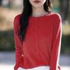Women's Spring Korean Style Loose Wool Cardigan - Round Neck, Long Sleeve