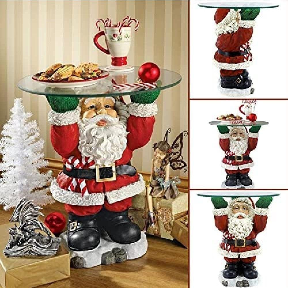 Funny Resin Santa Claus Snack Tray Rack Craft Waiter Design Dessert Divider Santa Claus Sculpture Christmas Party Decoration