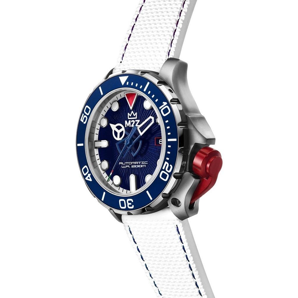 M2Z Diver 200 Saphirglas Weißes Armband Blaues Zifferblatt Automatik Taucheruhr 200-007B 200M Herrenuhr