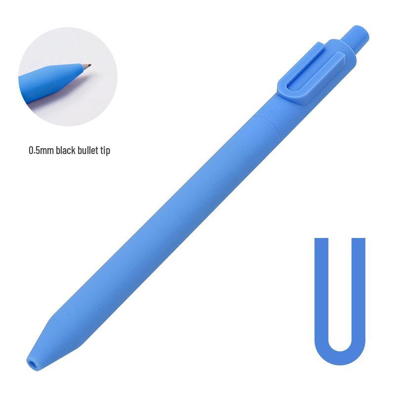 Shuyuan Black Gel Pen - Push-Button, Student Use, Minimalist Design, Candy-Colored Silicone Barrel.