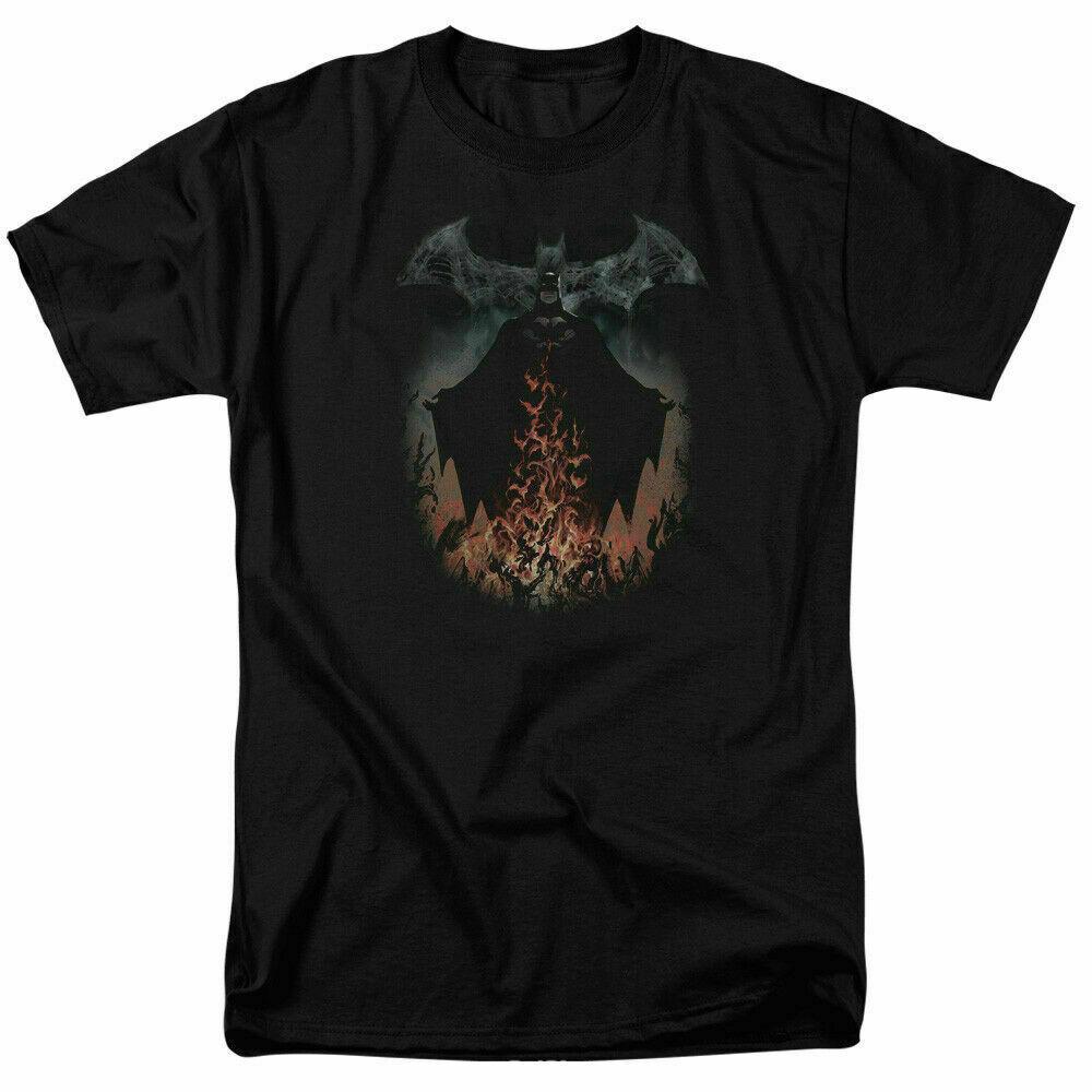 26 Batman Smoke and Fire T Shirt Licensed Comic Book Tee Black Unisex T-Shirt L