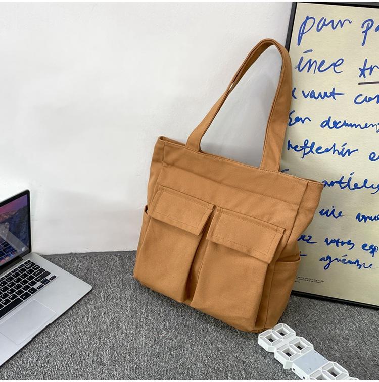 Canvas Bag Large Capacity Men Women's Shoulder Bag Student Class Hand Tote Bag