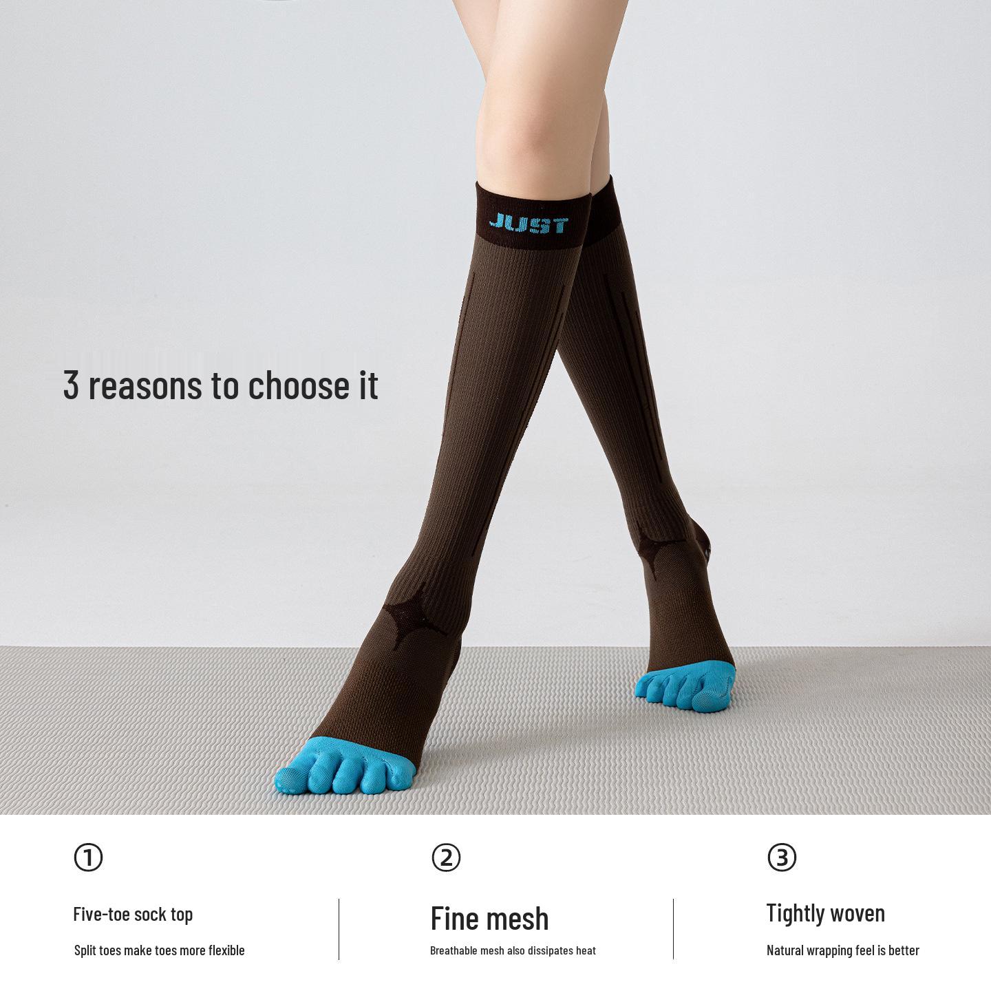 

2026 Spring/Summer Women s Quick-Dry Five-Toe Calf Socks for Yoga, Pilates & Indoor Sports White - Gray Toe