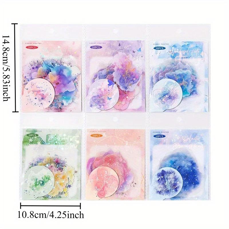 2 Packs Colorful Series Decorative Sticker Watercolor Foil Stamping Collage Scrapbooking Label Diy Diary Journal Planner
