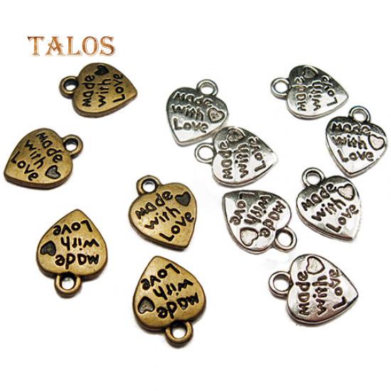 50Pcs Silvery Color/Goldenen Color Metal Handmade Tools with Love Heart Shaped DIY Charms Trinket